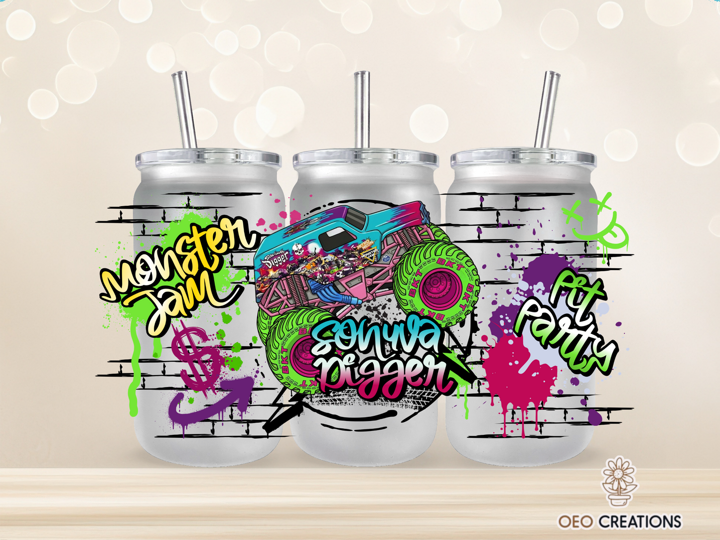Monster Jam Son Va Digger Neon Cup