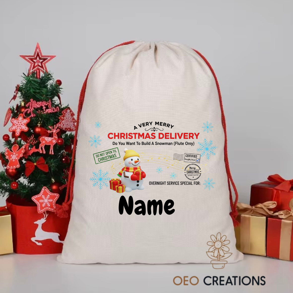Snow Man Santa Sack