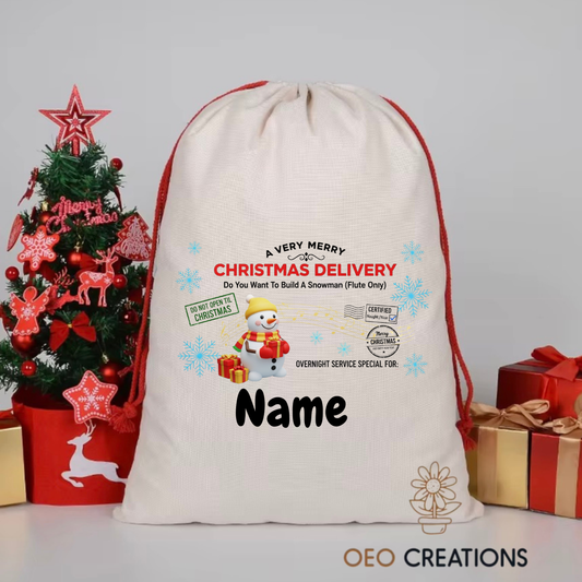 Snow Man Santa Sack