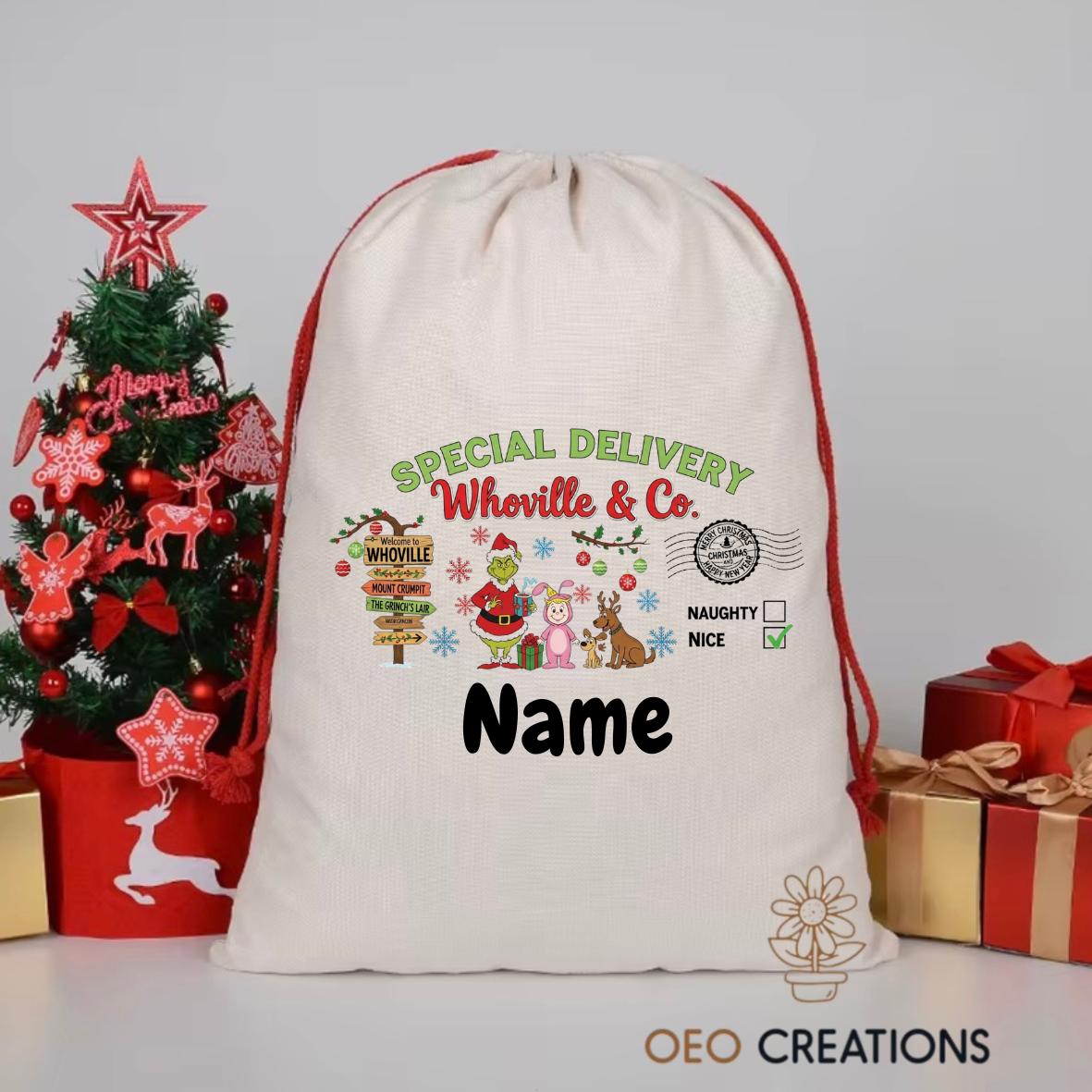 Grinch Santa Sack