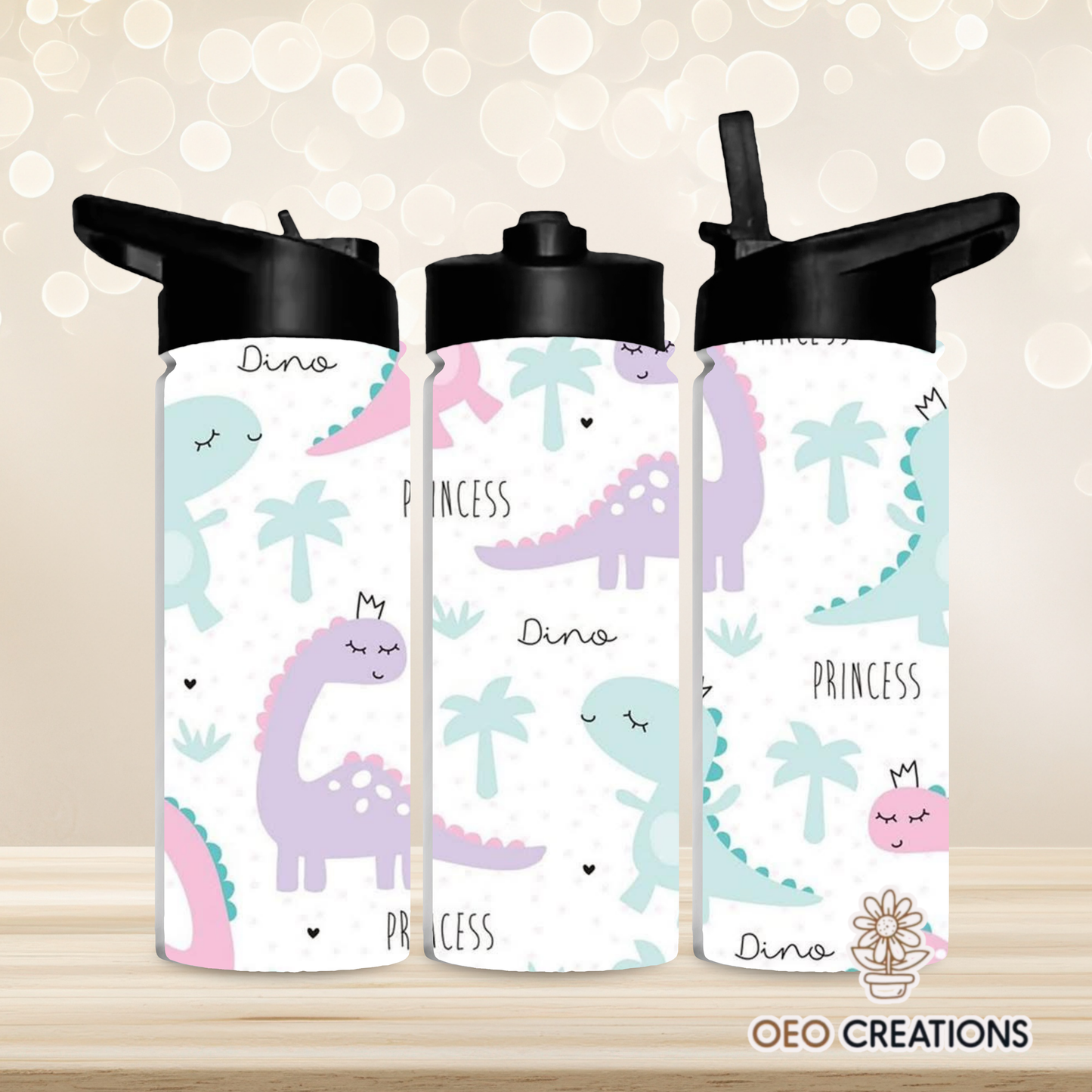 18oz Water- Dino Princess