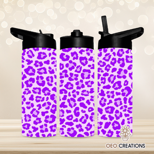 18oz Water- Purple Leopard