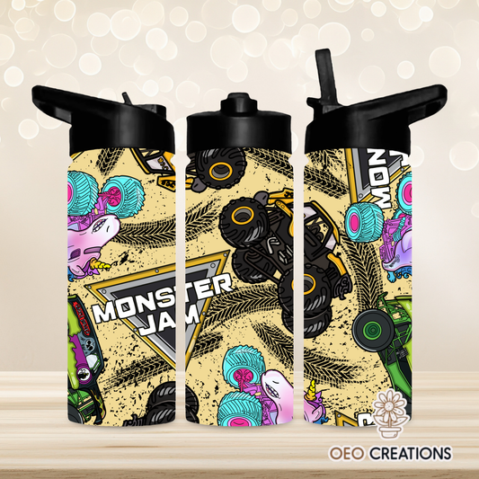 18oz Water Bottle Monster Jam Yellow