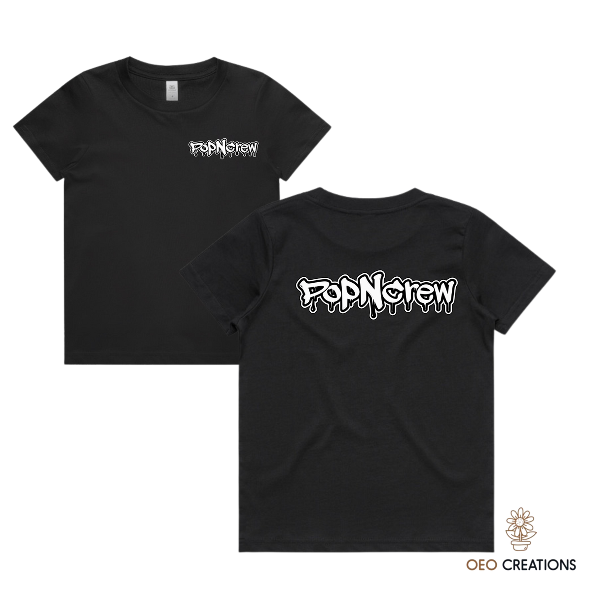Pop N Crew Front and Back Logo Shirt (White N)
