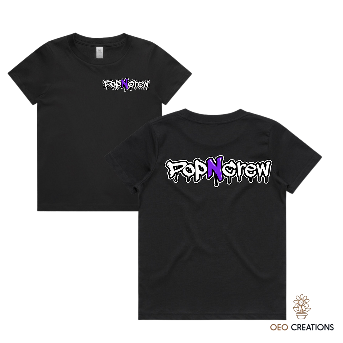Pop N Crew Front and Back Logo Shirt (Purple N)