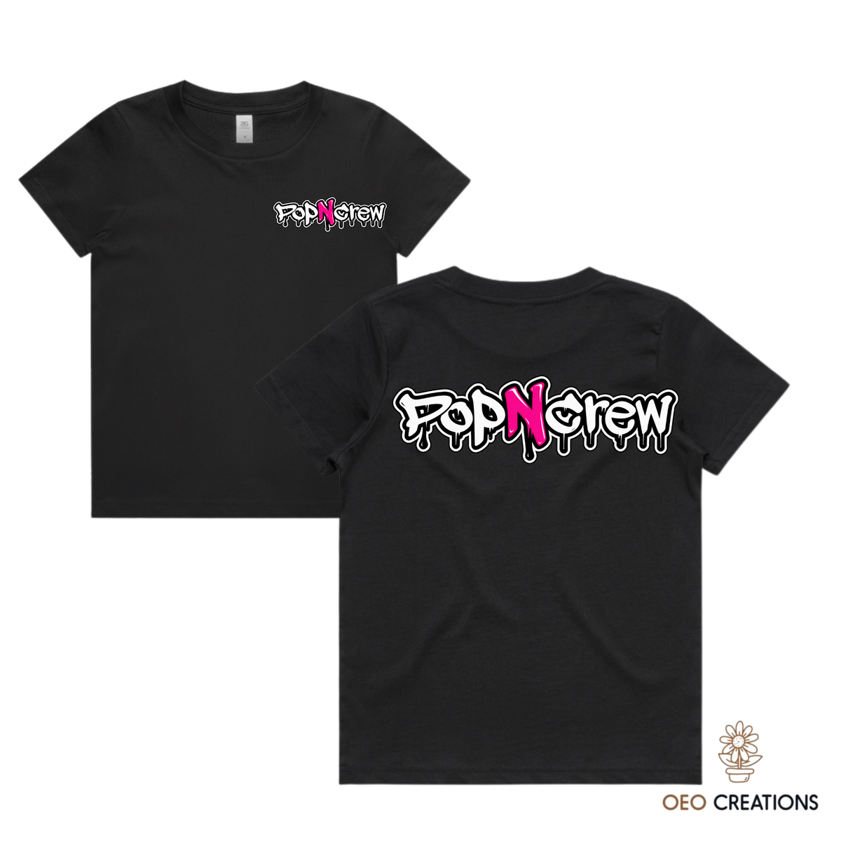 Pop N Crew Front and Back Logo Shirt (Pink N)