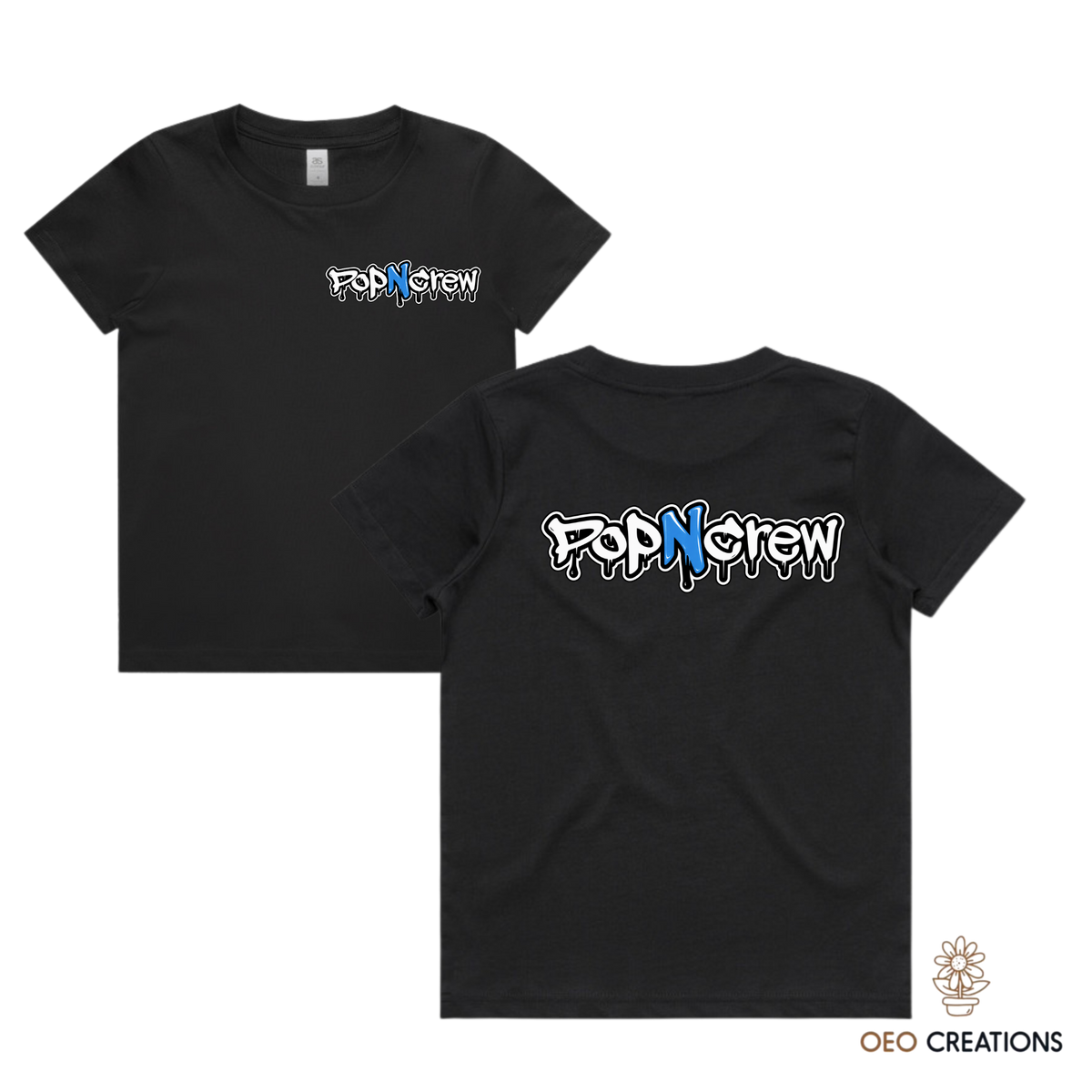 Pop N Crew Front and Back Logo Shirt (Blue N)
