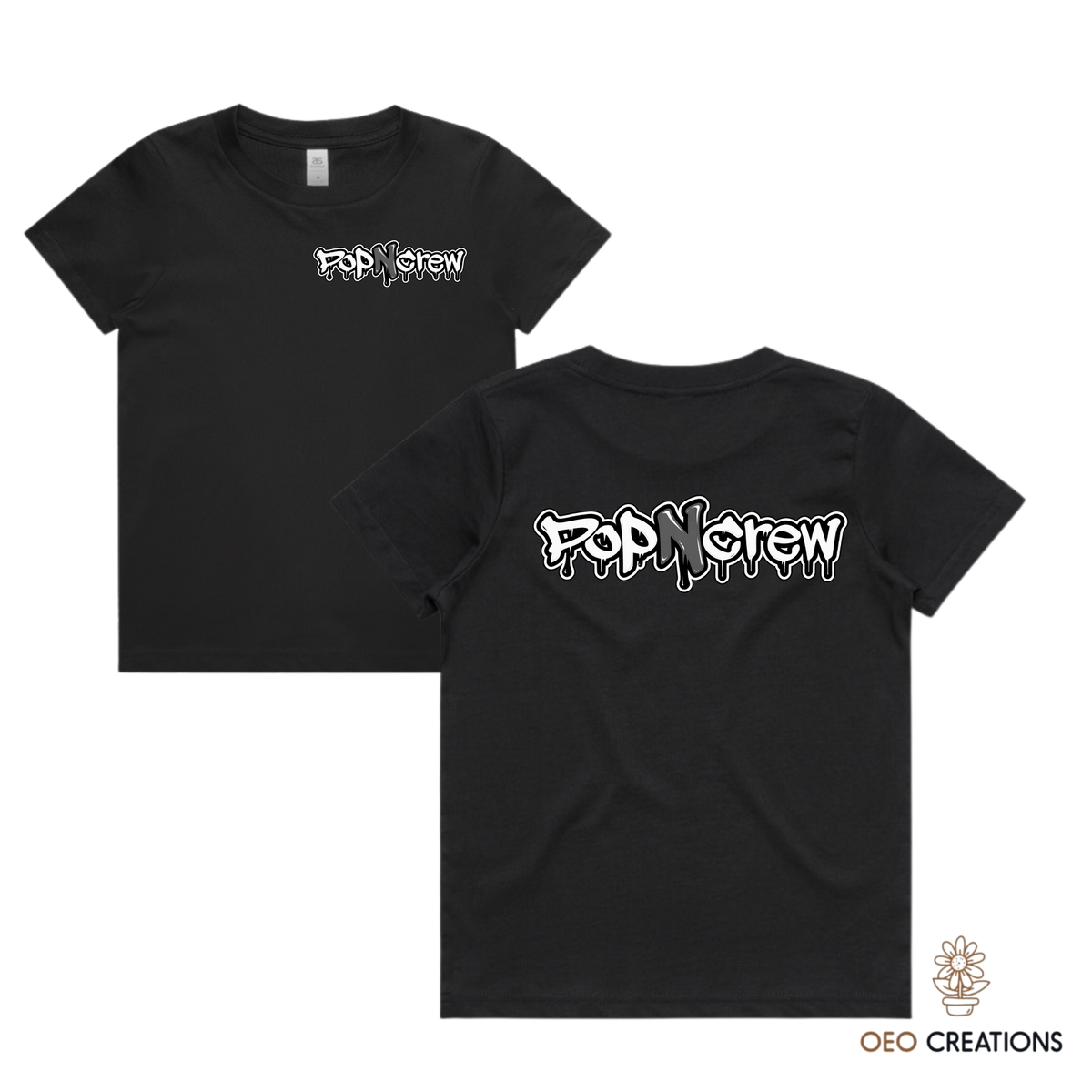Pop N Crew Front and Back Logo Shirt (Grey N)