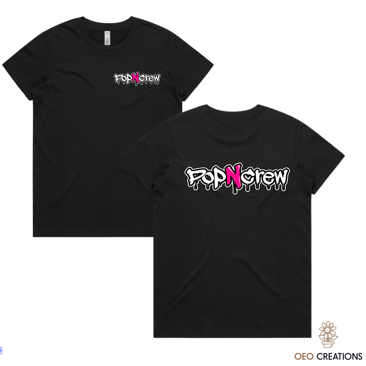 Pop N Crew Front and Back Logo Shirt (Pink N)