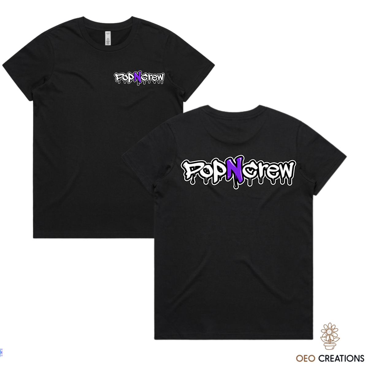 Pop N Crew Front and Back Logo Shirt (Purple N)