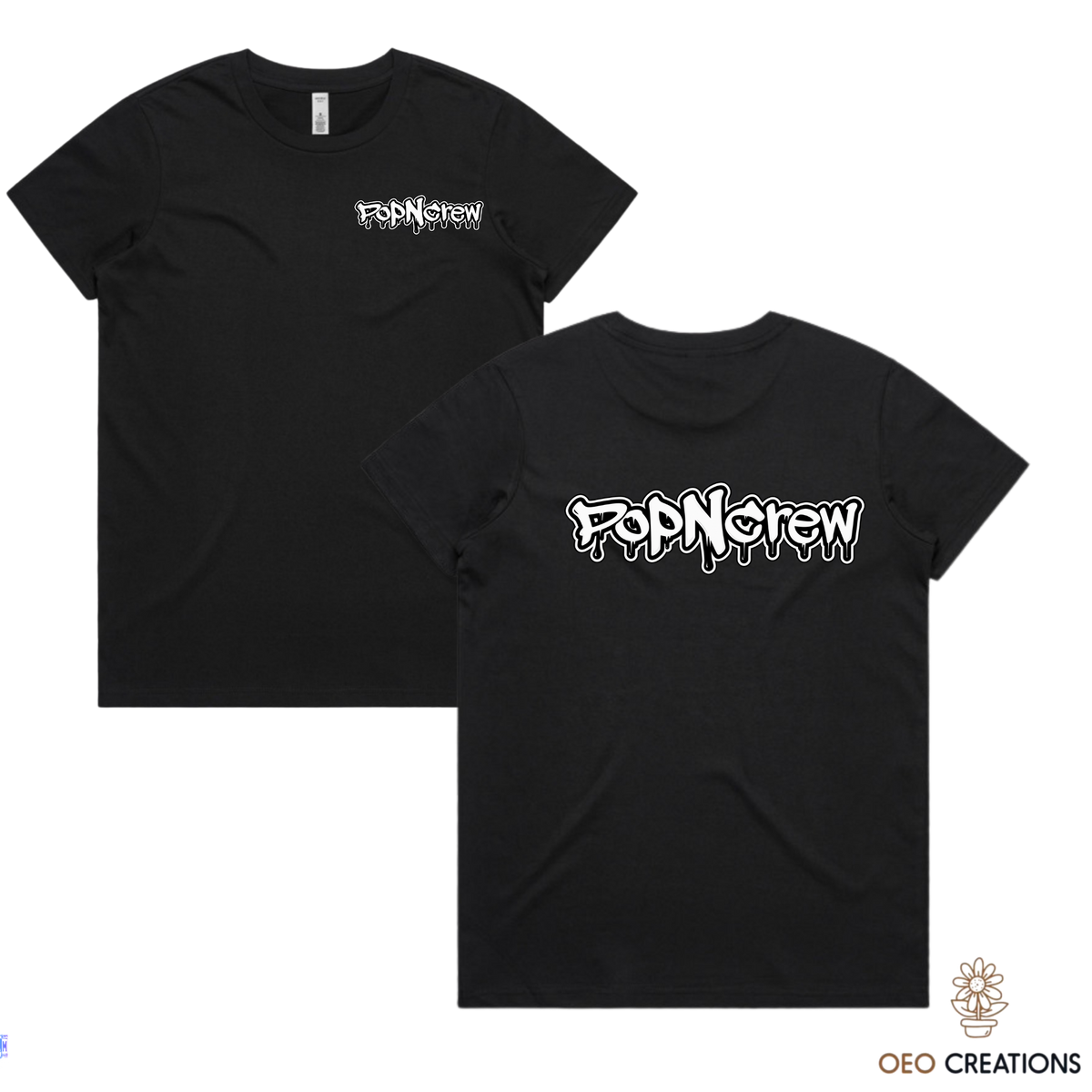 Pop N Crew Front and Back Logo Shirt (White N)
