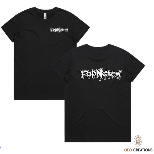 Pop N Crew Front and Back Logo Shirt (White N)