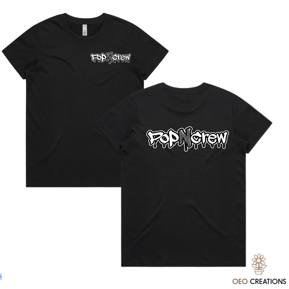 Pop N Crew Front and Back Logo Shirt (Grey N)