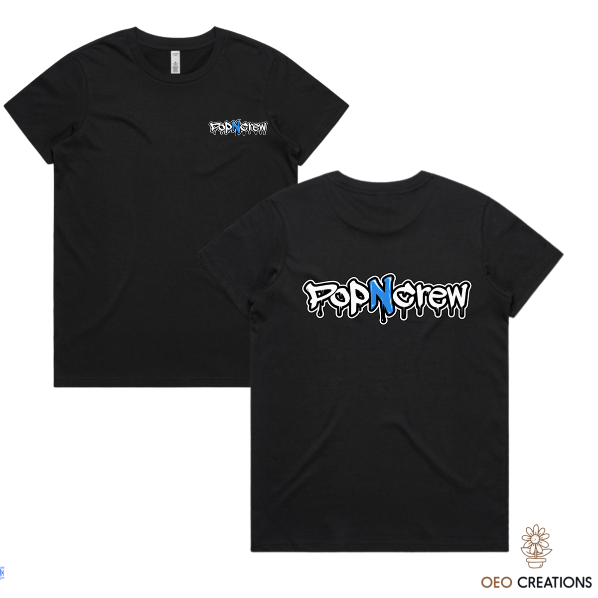 Pop N Crew Front and Back Logo Shirt (Blue N)