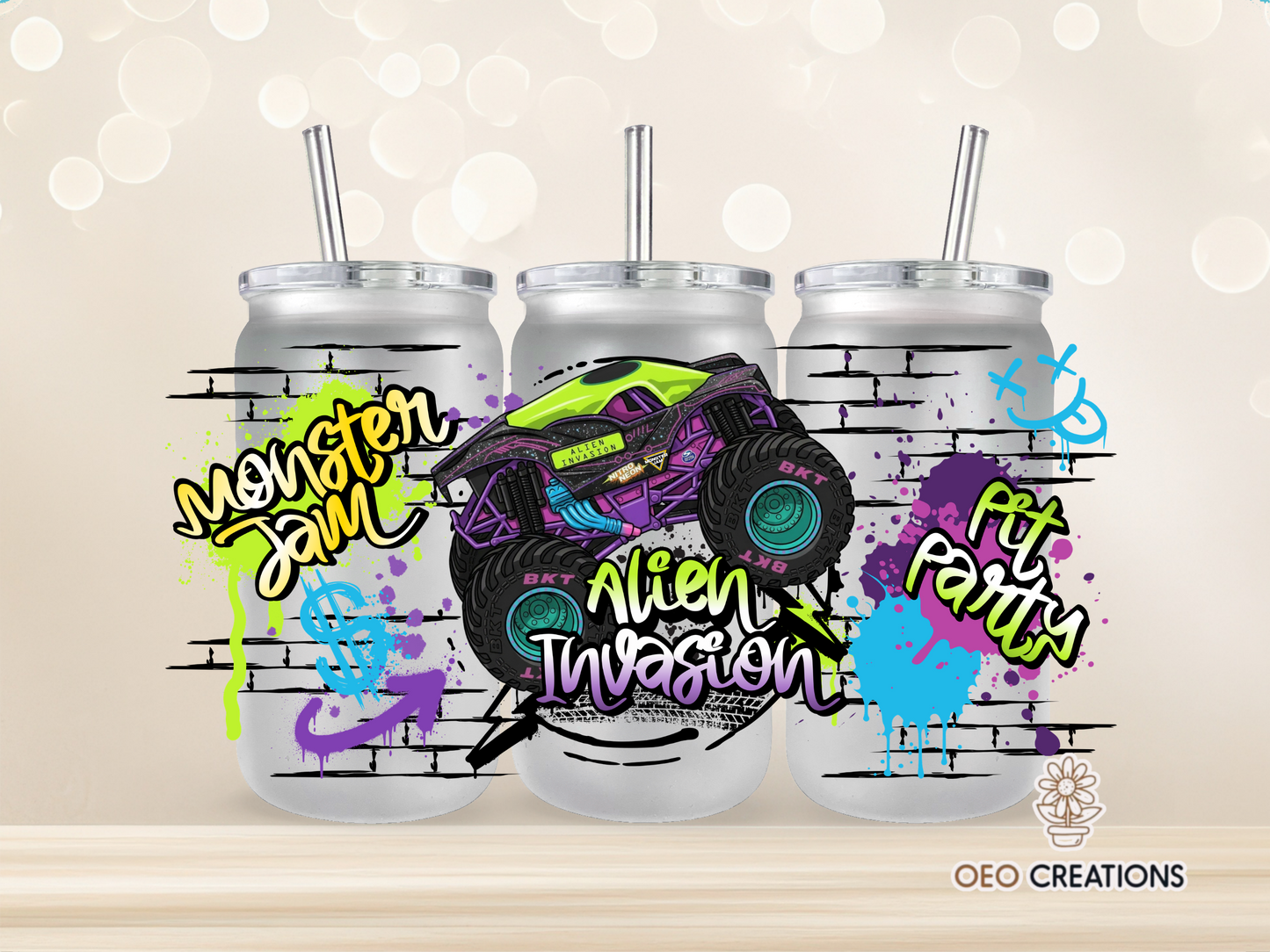 Monster Jam Alien Invasion Neon Cup