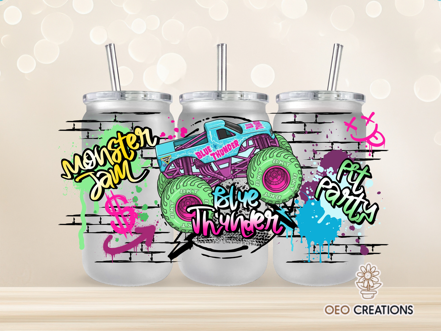 Monster Jam Blue Thunder Neon Cup