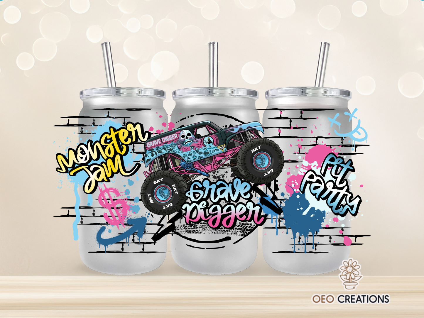 Monster Jam Grave Digger Neon Cup