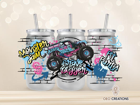 Monster Jam Grave Digger Neon Cup