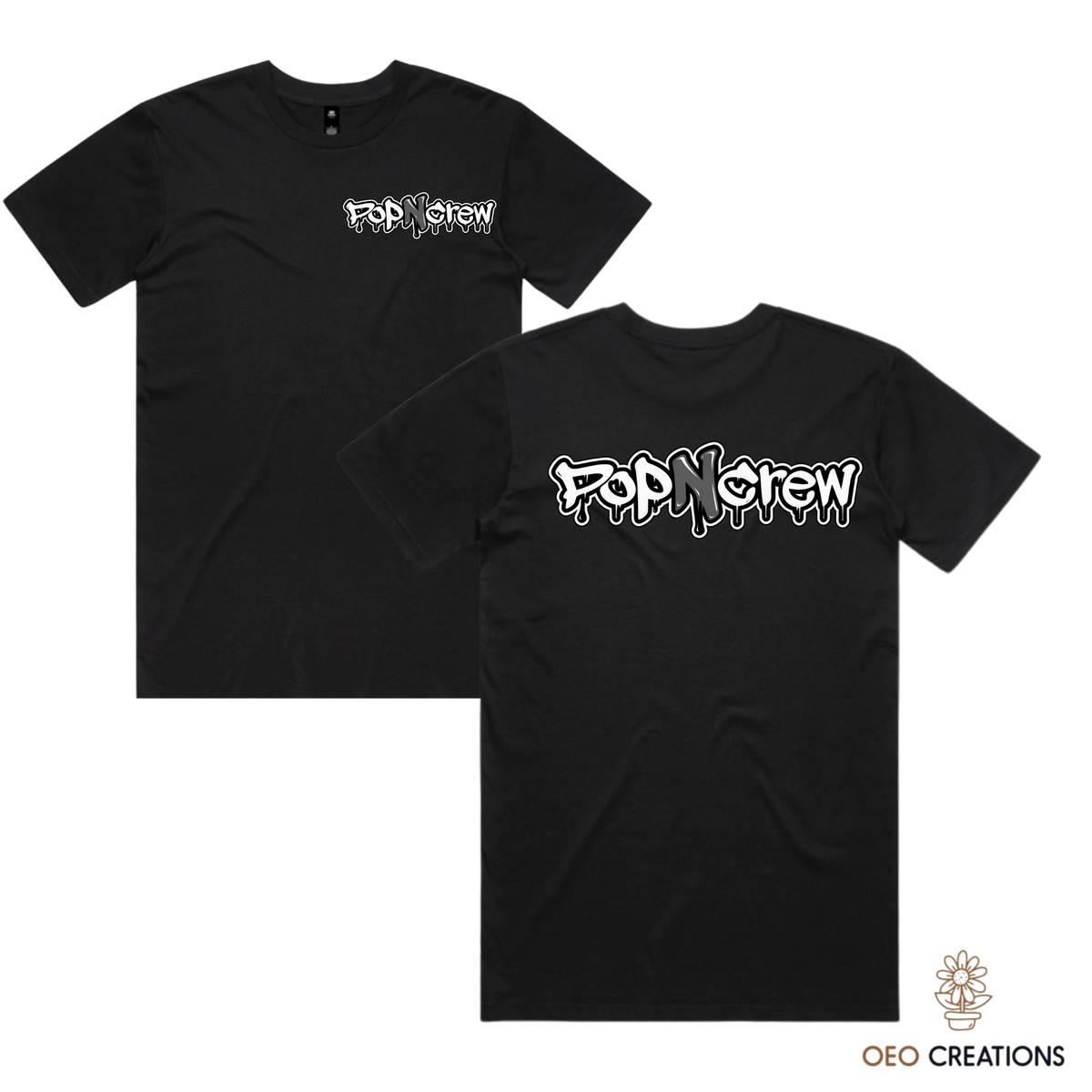 Pop N Crew Front and Back Logo Shirt (Grey N)