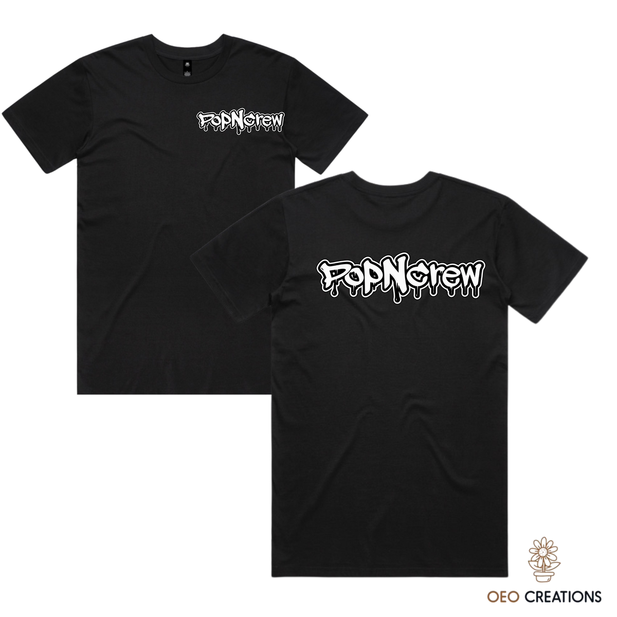 Pop N Crew Front and Back Logo Shirt (White N)