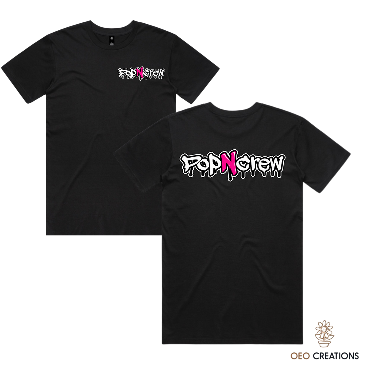 Pop N Crew Front and Back Logo Shirt (Pink N)