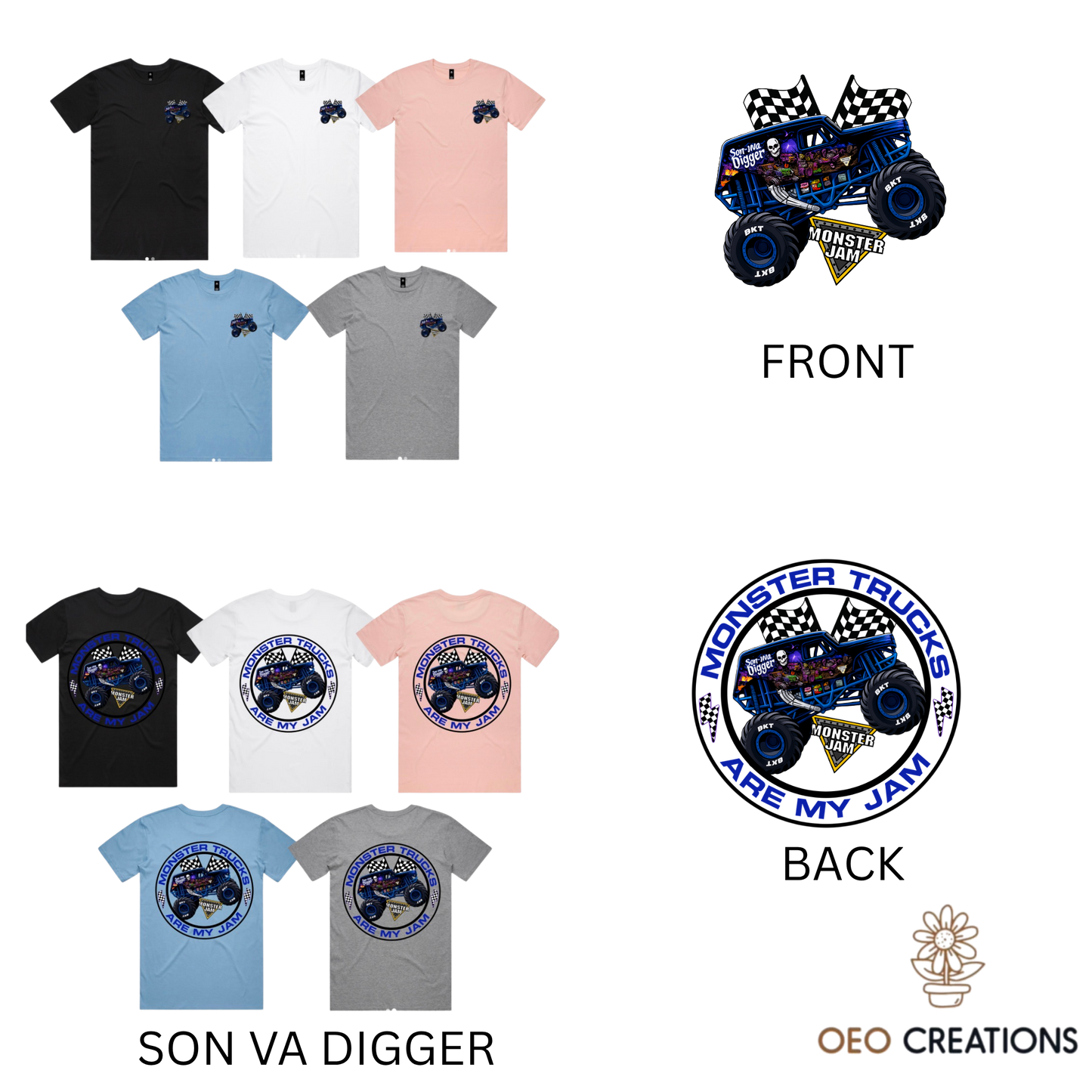 Mens Monster Trucks Are My Jam Designs