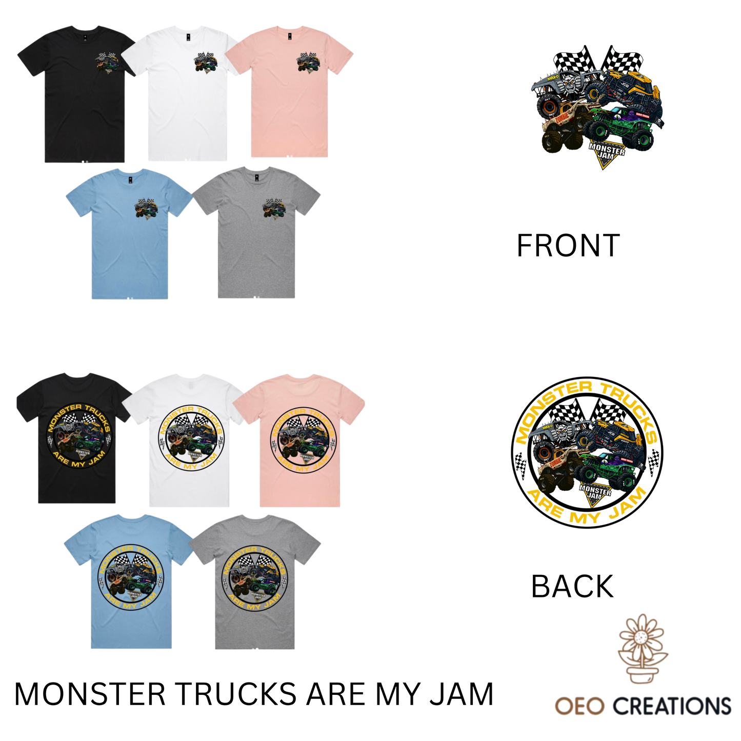 Mens Monster Trucks Are My Jam Designs