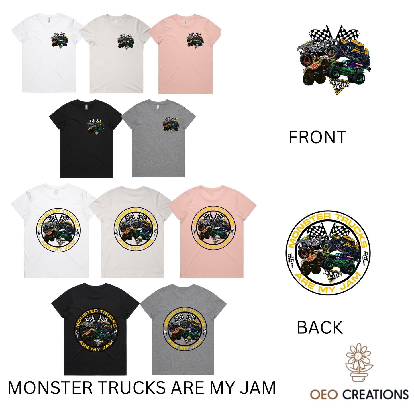 Ladies Monster Trucks Are My Jam Designs
