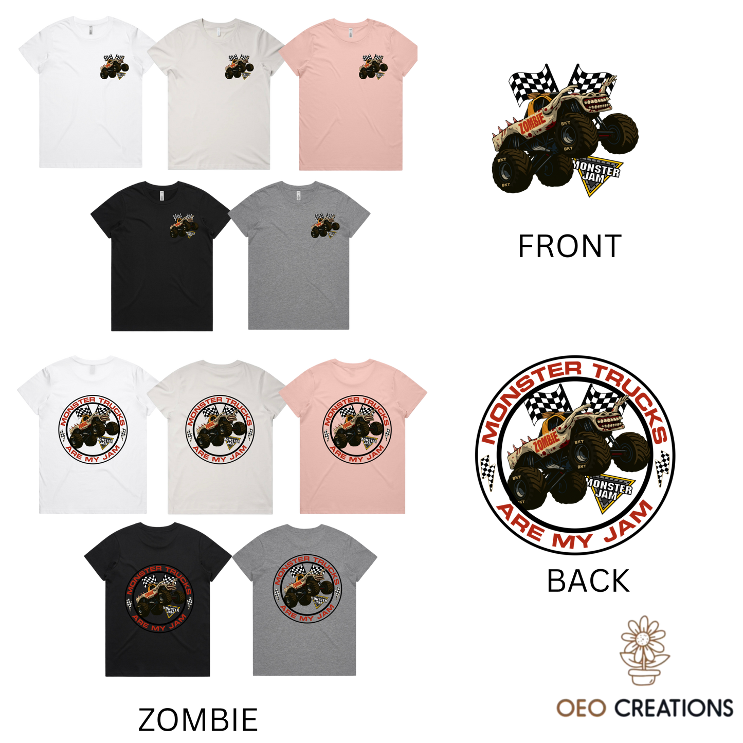 Ladies Monster Trucks Are My Jam Designs