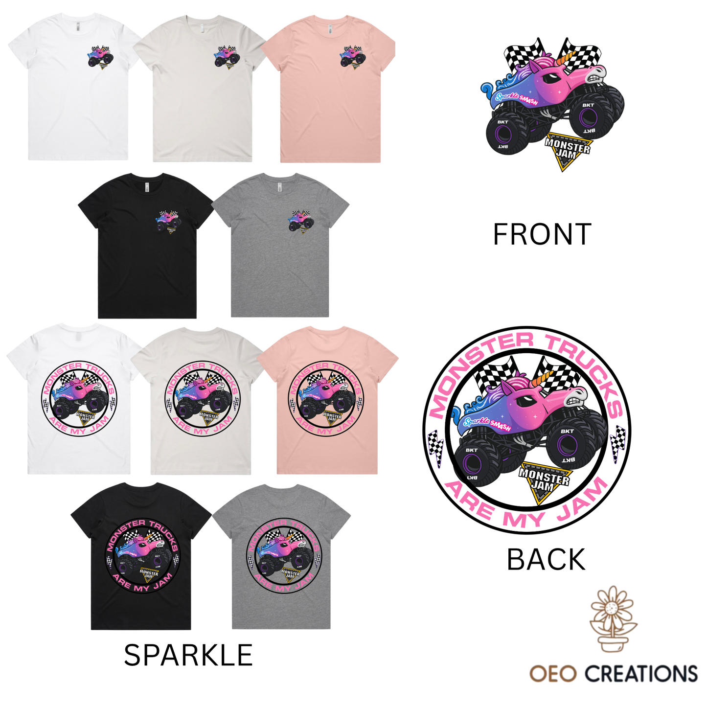 Ladies Monster Trucks Are My Jam Designs