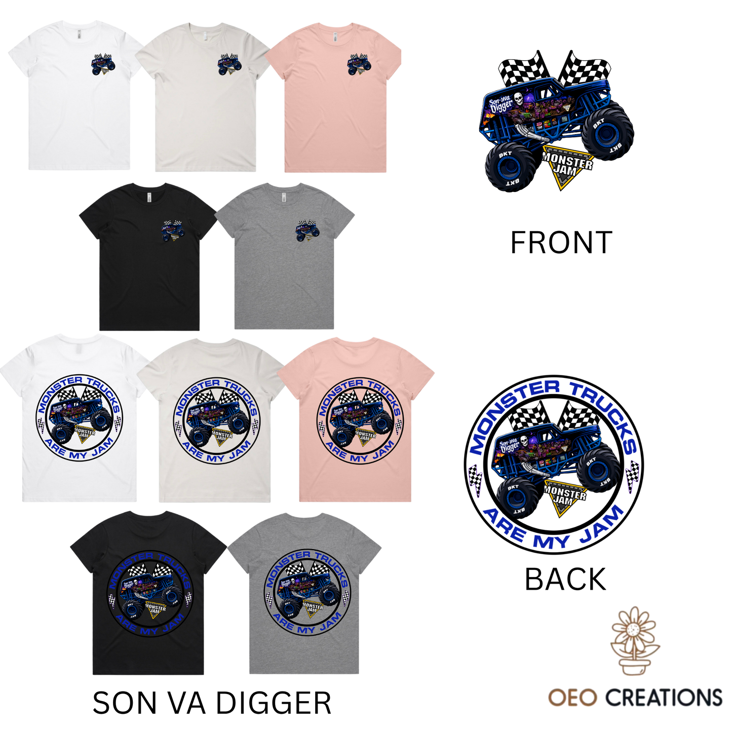 Ladies Monster Trucks Are My Jam Designs