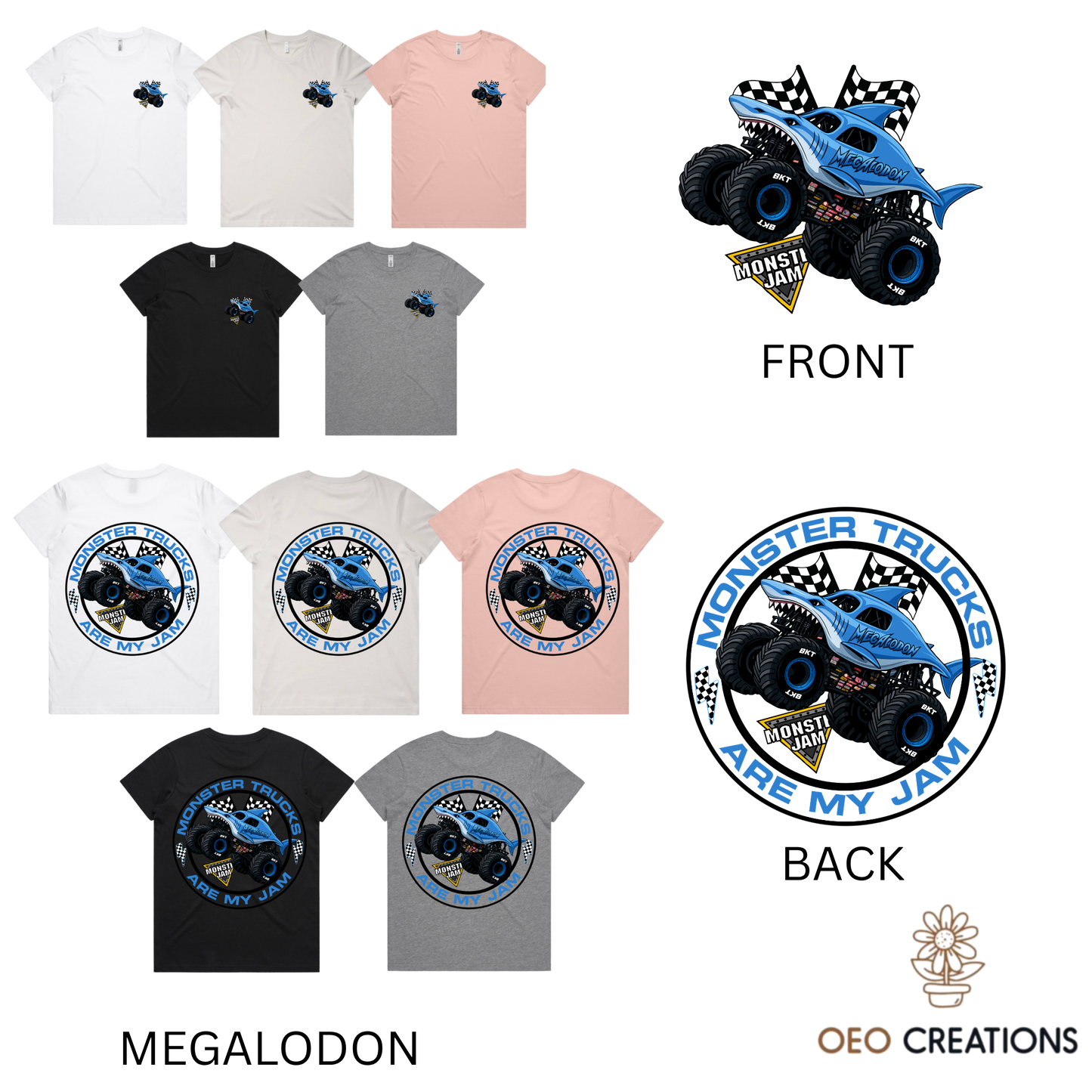 Ladies Monster Trucks Are My Jam Designs