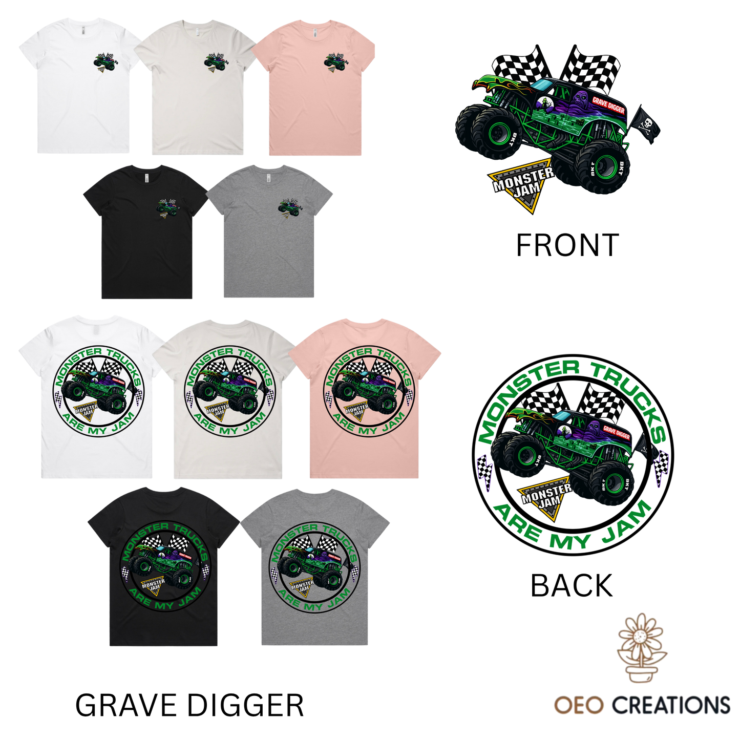 Ladies Monster Trucks Are My Jam Designs