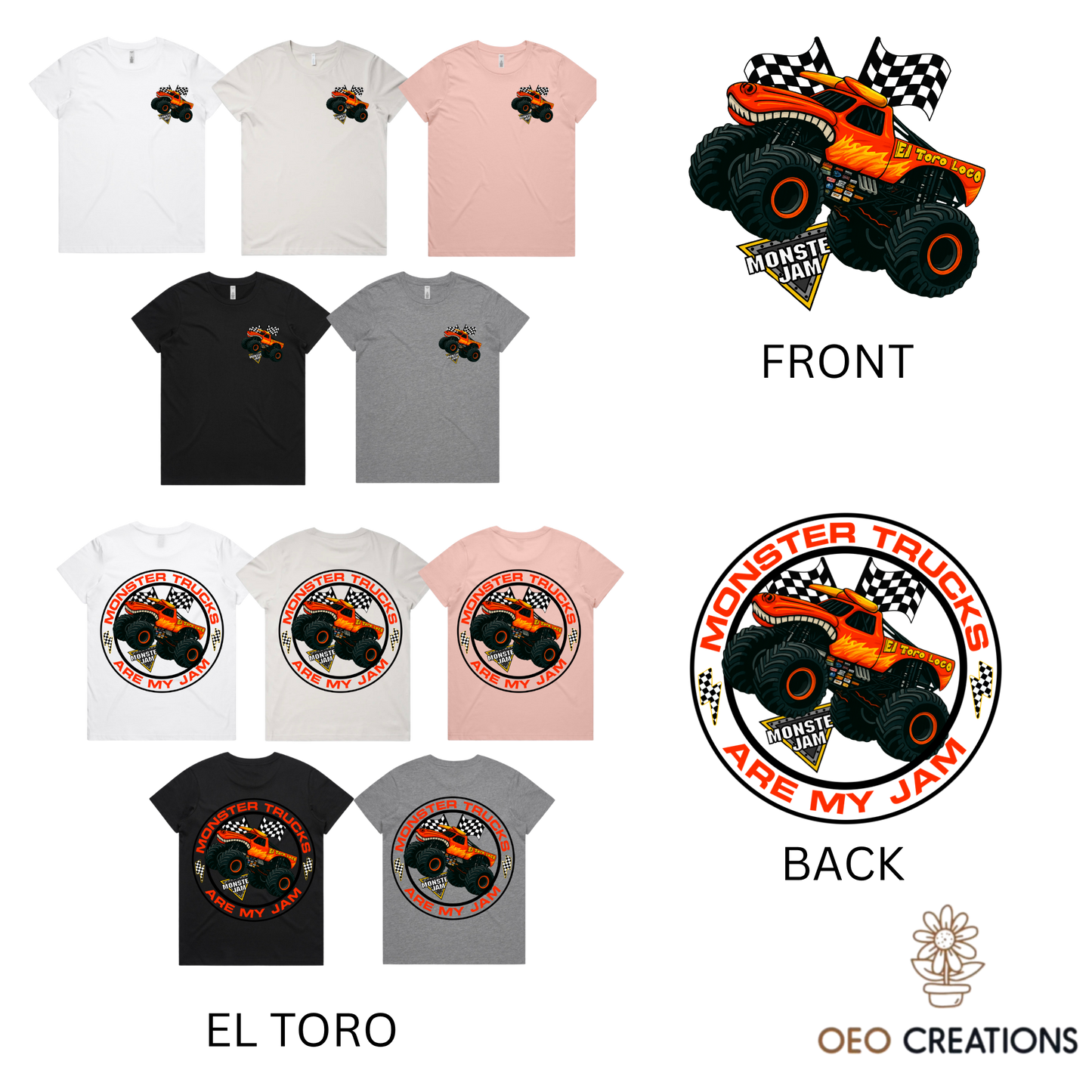 Ladies Monster Trucks Are My Jam Designs